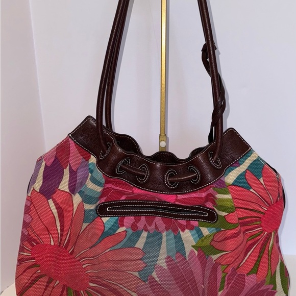 BRIGHTON 3D Flowered embroidered Pink Flowers hobo Shoulder Tote Bag - Picture 2 of 15